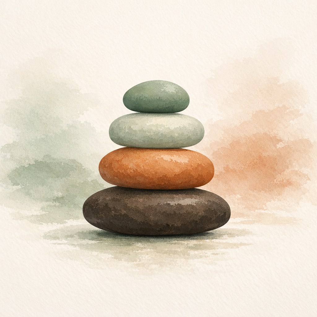 Balanced stacking stones representing calm and stability